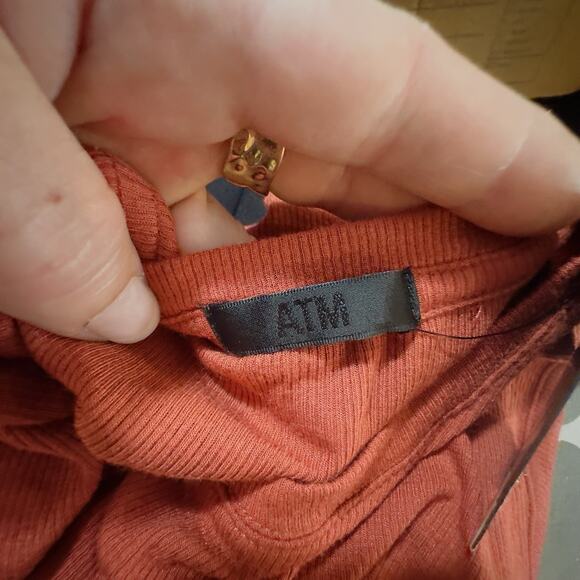 ATM Anthony Thomas Melillo Spice Red Ribbed Sleeveless Tee Top Size Small NWT - Picture 7 of 9